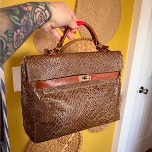 Vintage Furla Genuine Leather and Alligator with Tan Accents